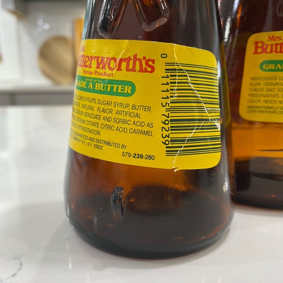 Vintage Estate Set Of 2 Mrs Butterworth’s Amber Brown Glass Bottles 12 & 24 Oz - Picture 7 of 9